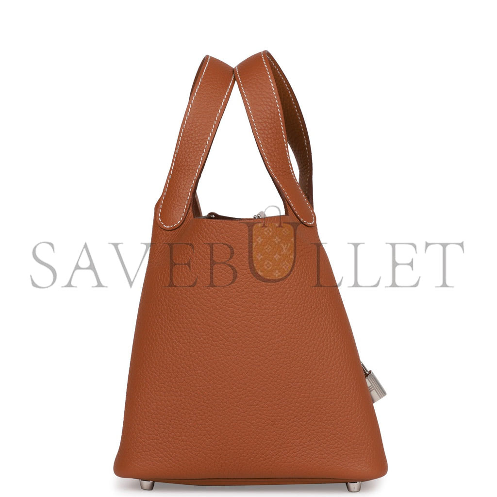 HERMES PICOTIN LOCK 18 GOLD CLEMENCE PALLADIUM HARDWARE (18*13*18cm) HERMES PICOTIN LOCK 18 GOLD CLEMENCE PALLADIUM HARDWARE (18*13*18cm)