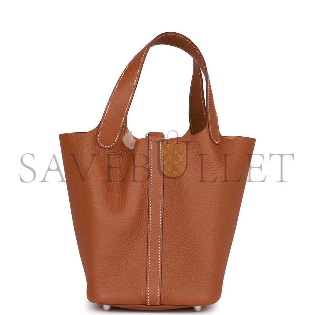 HERMES PICOTIN LOCK 18 GOLD CLEMENCE PALLADIUM HARDWARE (18*13*18cm) HERMES PICOTIN LOCK 18 GOLD CLEMENCE PALLADIUM HARDWARE (18*13*18cm)
