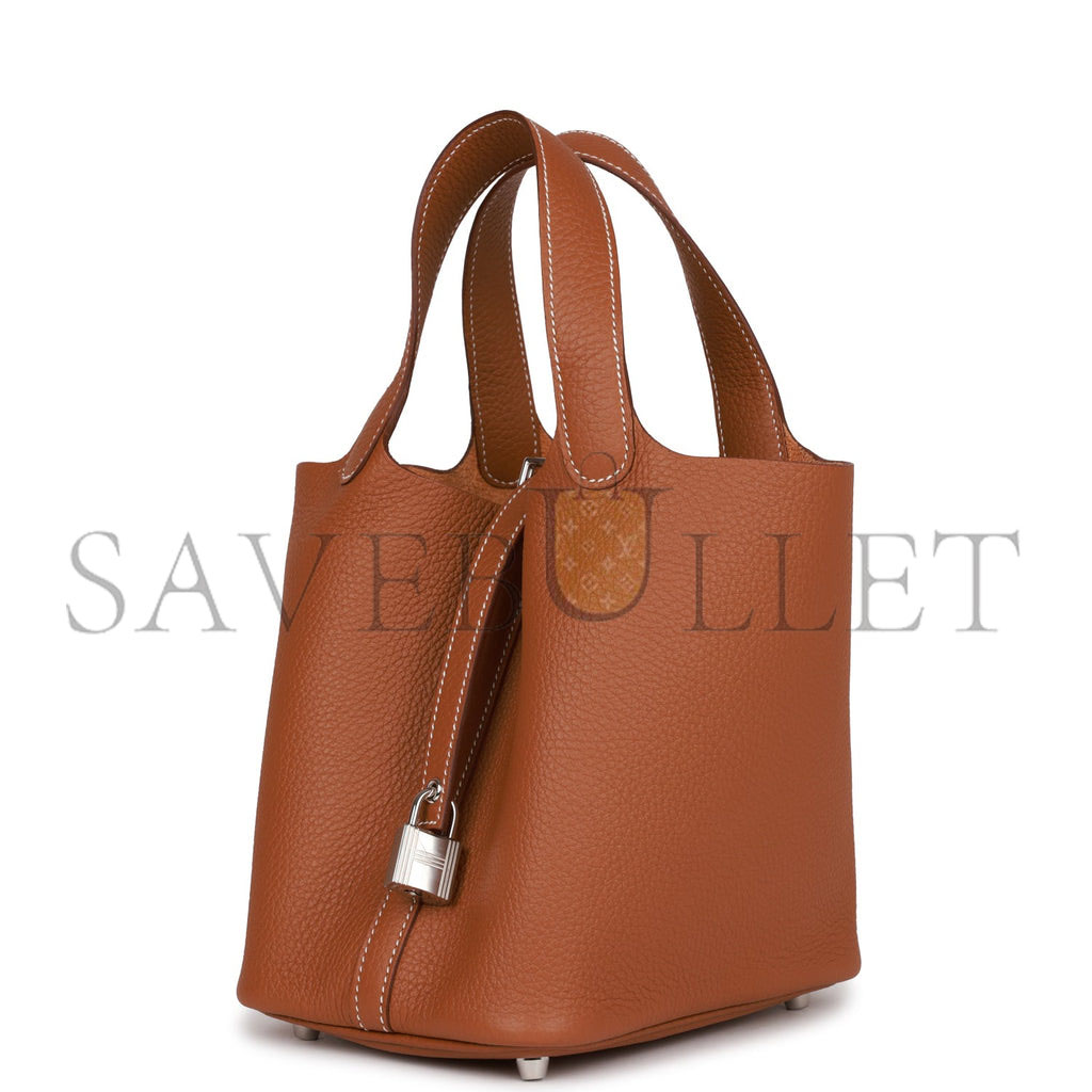 HERMES PICOTIN LOCK 18 GOLD CLEMENCE PALLADIUM HARDWARE (18*13*18cm) HERMES PICOTIN LOCK 18 GOLD CLEMENCE PALLADIUM HARDWARE (18*13*18cm)