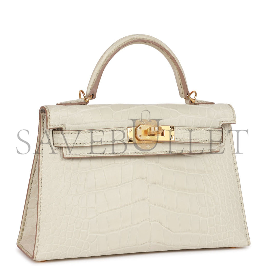 HERMES MINI KELLY SELLIER 20CM BETON MATTE ALLIGATOR GOLD HARDWARE (19*12*5.5cm) HERMES MINI KELLY SELLIER 20CM BETON MATTE ALLIGATOR GOLD HARDWARE (19*12*5.5cm)