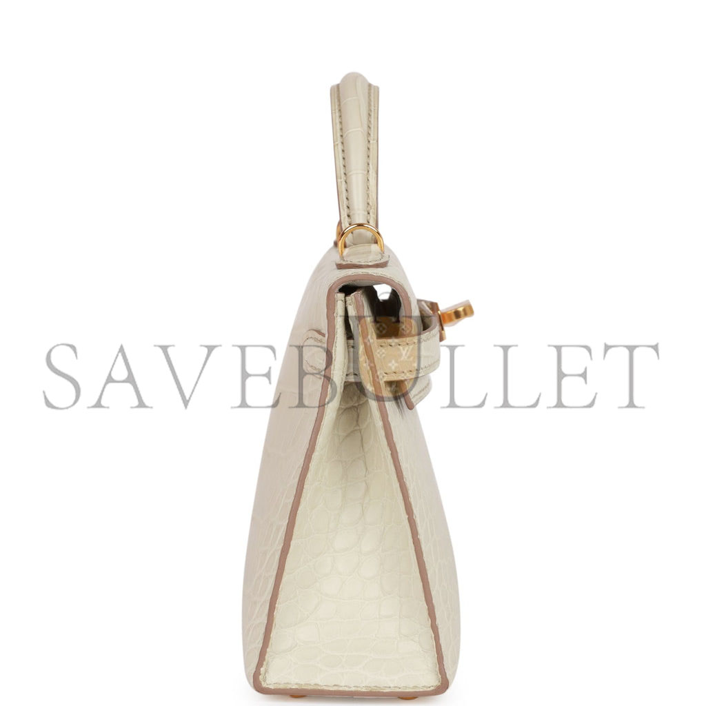 HERMES MINI KELLY SELLIER 20CM BETON MATTE ALLIGATOR GOLD HARDWARE (19*12*5.5cm) HERMES MINI KELLY SELLIER 20CM BETON MATTE ALLIGATOR GOLD HARDWARE (19*12*5.5cm)