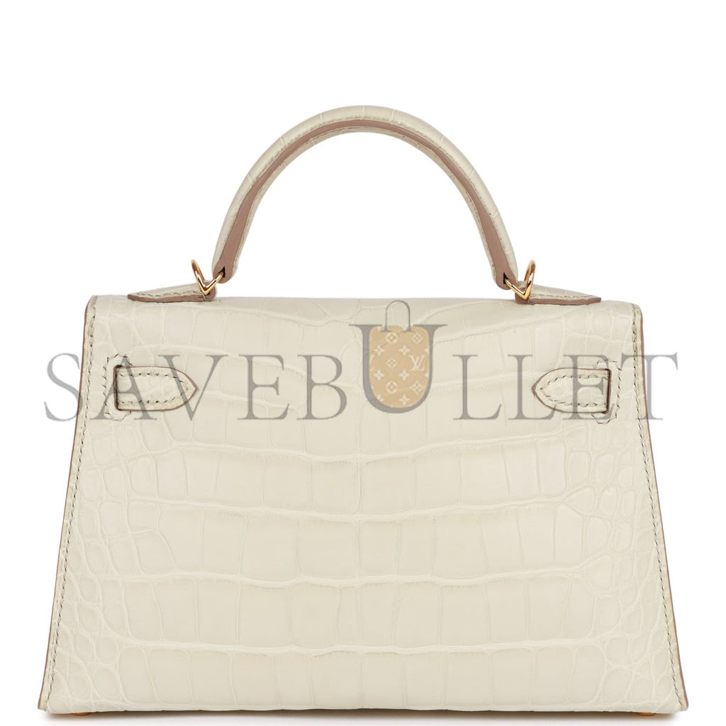 HERMES MINI KELLY SELLIER 20CM BETON MATTE ALLIGATOR GOLD HARDWARE (19*12*5.5cm) HERMES MINI KELLY SELLIER 20CM BETON MATTE ALLIGATOR GOLD HARDWARE (19*12*5.5cm)