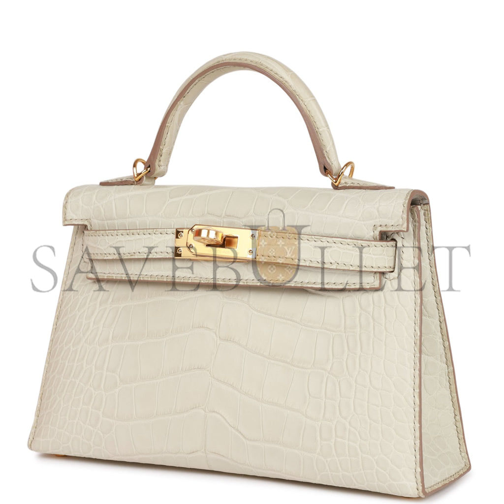 HERMES MINI KELLY SELLIER 20CM BETON MATTE ALLIGATOR GOLD HARDWARE (19*12*5.5cm) HERMES MINI KELLY SELLIER 20CM BETON MATTE ALLIGATOR GOLD HARDWARE (19*12*5.5cm)