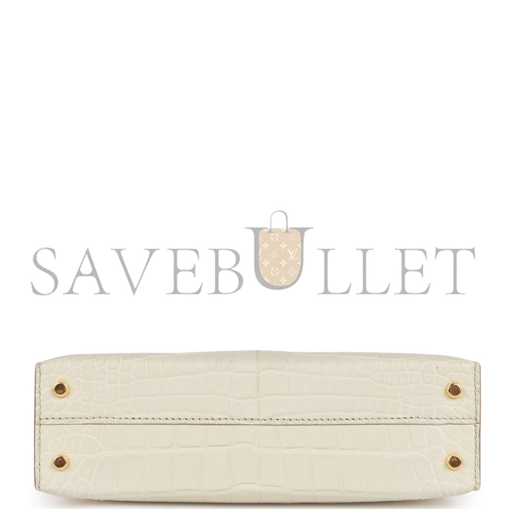 HERMES MINI KELLY SELLIER 20CM BETON MATTE ALLIGATOR GOLD HARDWARE (19*12*5.5cm) HERMES MINI KELLY SELLIER 20CM BETON MATTE ALLIGATOR GOLD HARDWARE (19*12*5.5cm)
