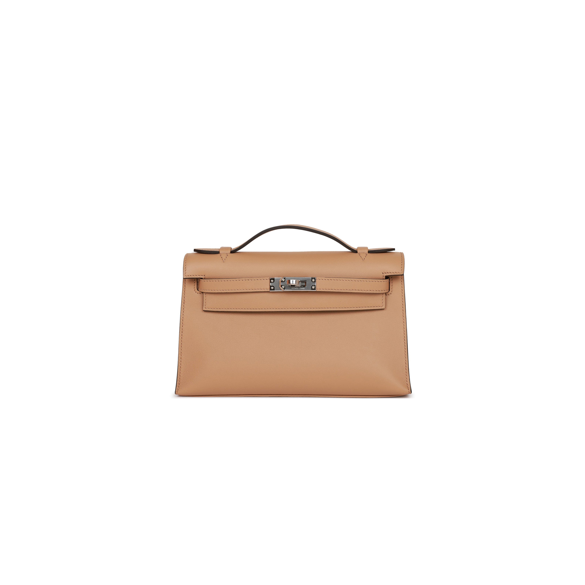 HERMES KELLY POCHETTE CHAI SWIFT PALLADIUM HARDWARE (22*12*13cm) HERMES KELLY POCHETTE CHAI SWIFT PALLADIUM HARDWARE (22*12*13cm)