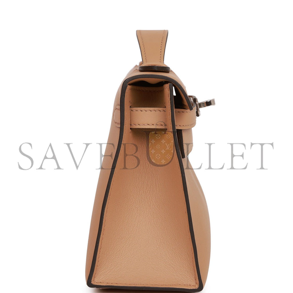 HERMES KELLY POCHETTE CHAI SWIFT PALLADIUM HARDWARE (22*12*13cm) HERMES KELLY POCHETTE CHAI SWIFT PALLADIUM HARDWARE (22*12*13cm)