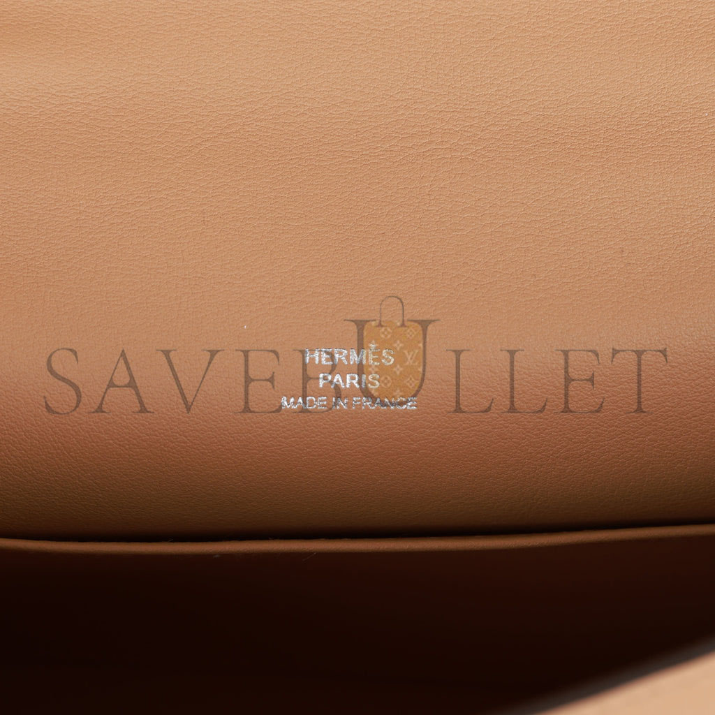 HERMES KELLY POCHETTE CHAI SWIFT PALLADIUM HARDWARE (22*12*13cm) HERMES KELLY POCHETTE CHAI SWIFT PALLADIUM HARDWARE (22*12*13cm)