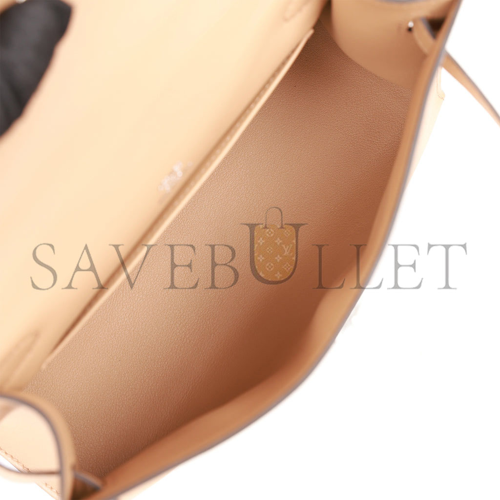 HERMES KELLY POCHETTE CHAI SWIFT PALLADIUM HARDWARE (22*12*13cm) HERMES KELLY POCHETTE CHAI SWIFT PALLADIUM HARDWARE (22*12*13cm)