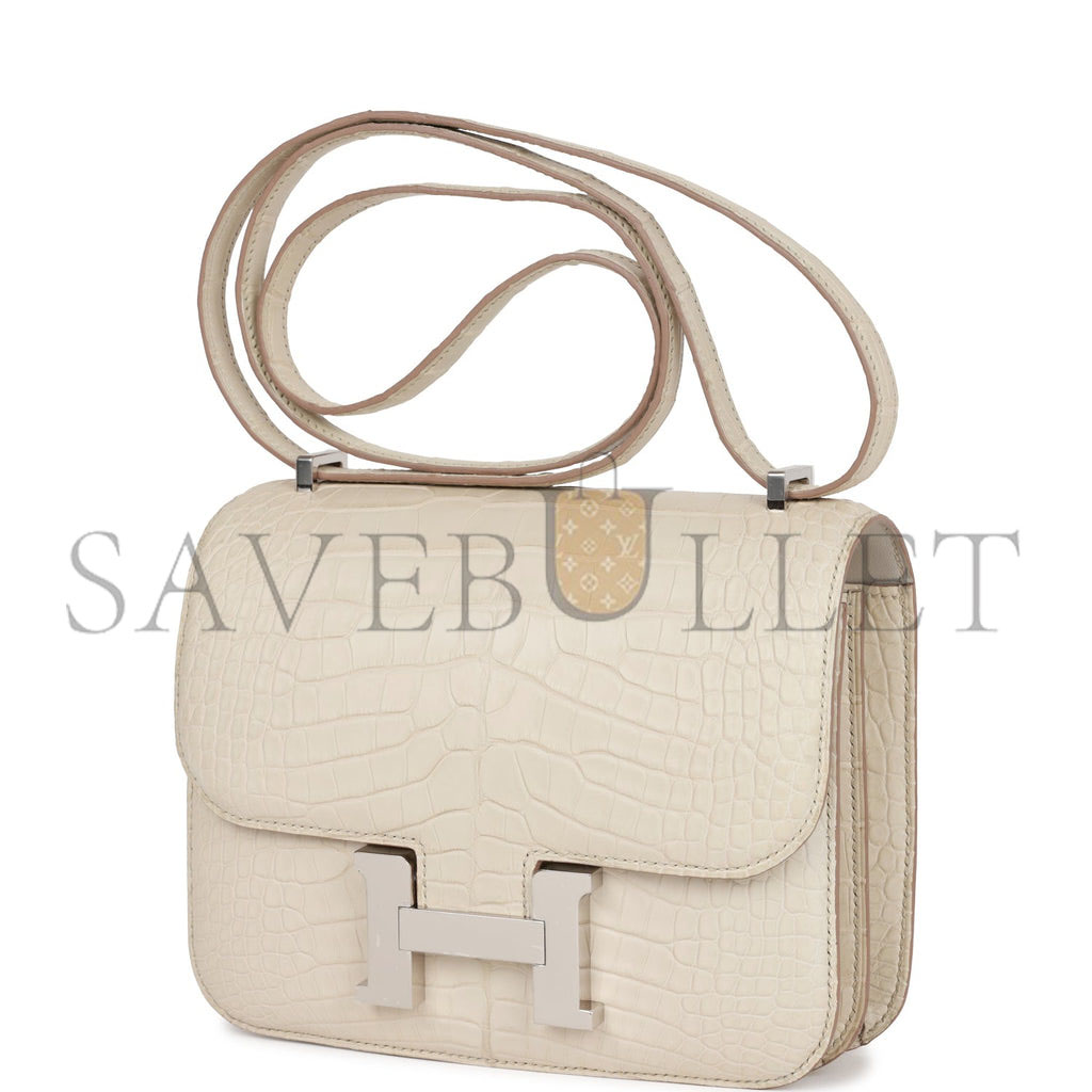 HERMES CONSTANCE 18 BETON MATTE ALLIGATOR PALLADIUM HARDWARE (18cm) HERMES CONSTANCE 18 BETON MATTE ALLIGATOR PALLADIUM HARDWARE (18cm)