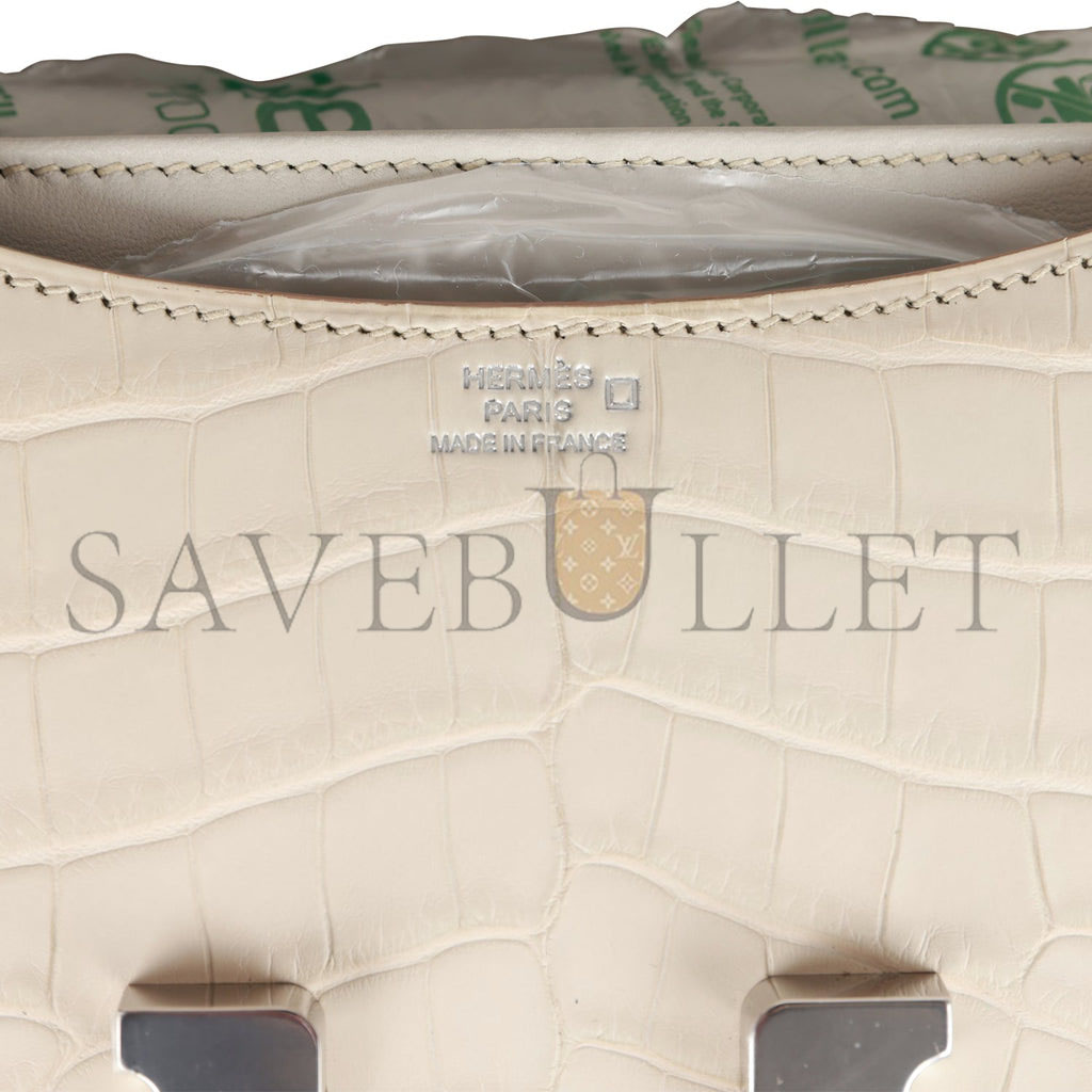 HERMES CONSTANCE 18 BETON MATTE ALLIGATOR PALLADIUM HARDWARE (18cm) HERMES CONSTANCE 18 BETON MATTE ALLIGATOR PALLADIUM HARDWARE (18cm)
