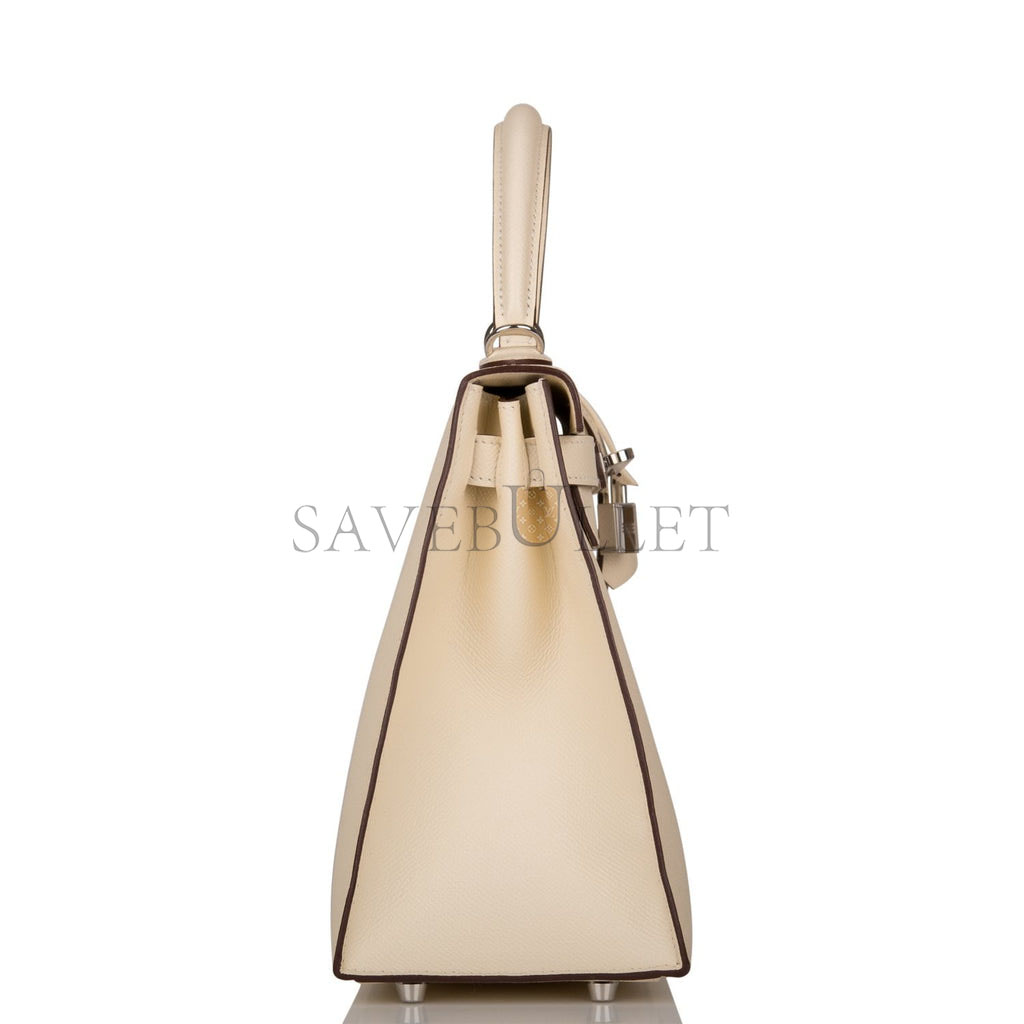 HERMES KELLY SELLIER 28 NATA VERSO EPSOM PALLADIUM HARDWARE (28*22*10cm) HERMES KELLY SELLIER 28 NATA VERSO EPSOM PALLADIUM HARDWARE (28*22*10cm)