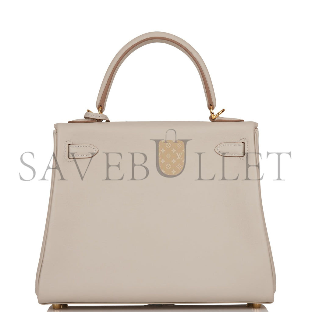 HERMES KELLY RETOURNE 25 GRIS PERLE SWIFT GOLD HARDWARE HANDMADE (25*17*7cm) HERMES KELLY RETOURNE 25 GRIS PERLE SWIFT GOLD HARDWARE HANDMADE (25*17*7cm)