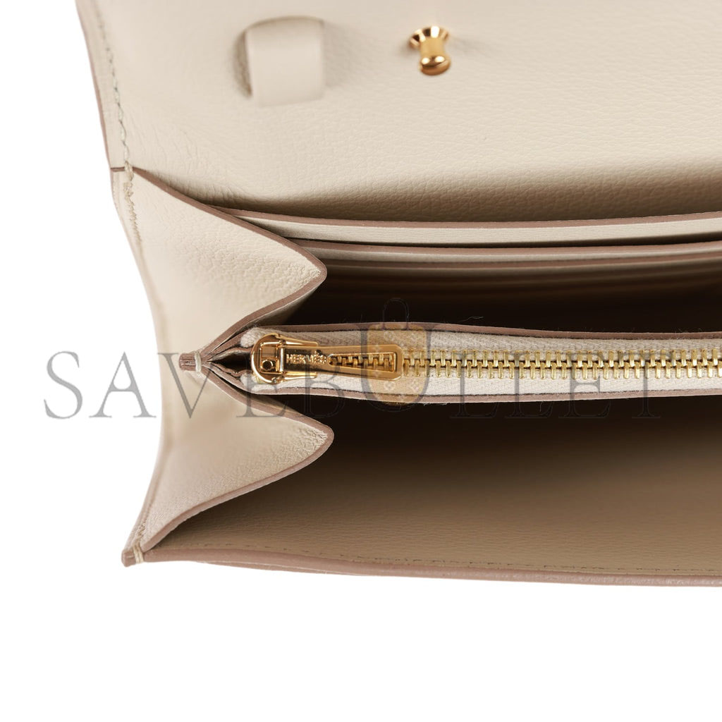 HERMES CONSTANCE WALLET TO GO BETON EVERCOLOR GOLD HARDWARE (22*11cm) HERMES CONSTANCE WALLET TO GO BETON EVERCOLOR GOLD HARDWARE (22*11cm)