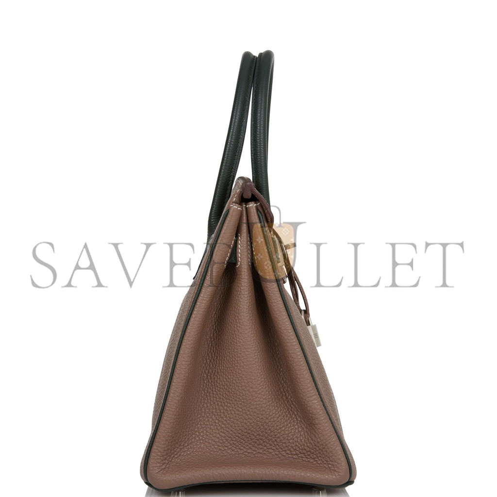 HERMES SPECIAL ORDER (HSS) BIRKIN 30 ETOUPE AND VERT FONCE TOGO BRUSHED PALLADIUM HARDWARE ( 30cm*22*16cm) HERMES SPECIAL ORDER (HSS) BIRKIN 30 ETOUPE AND VERT FONCE TOGO BRUSHED PALLADIUM HARDWARE ( 30cm*22*16cm)
