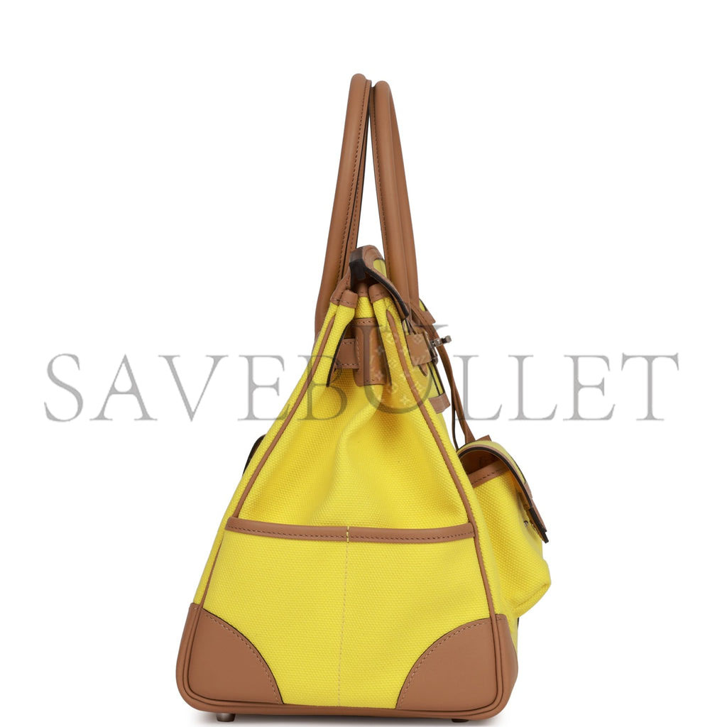 HERMES BIRKIN CARGO 35 JAUNE CITRON TOILE AND CHAI SWIFT PALLADIUM HARDWARE 39728751083614 (35*28*18cm) HERMES BIRKIN CARGO 35 JAUNE CITRON TOILE AND CHAI SWIFT PALLADIUM HARDWARE 39728751083614 (35*28*18cm)