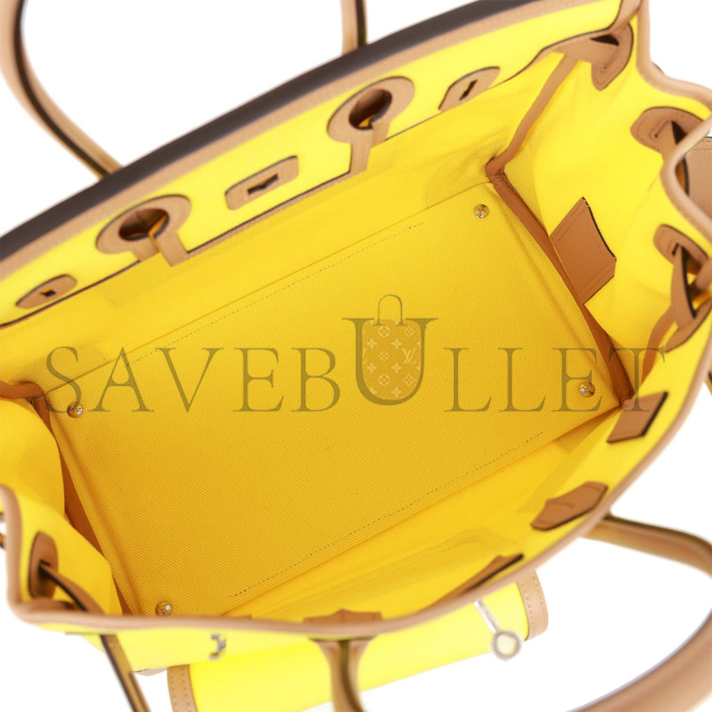 HERMES BIRKIN CARGO 35 JAUNE CITRON TOILE AND CHAI SWIFT PALLADIUM HARDWARE 39728751083614 (35*28*18cm) HERMES BIRKIN CARGO 35 JAUNE CITRON TOILE AND CHAI SWIFT PALLADIUM HARDWARE 39728751083614 (35*28*18cm)