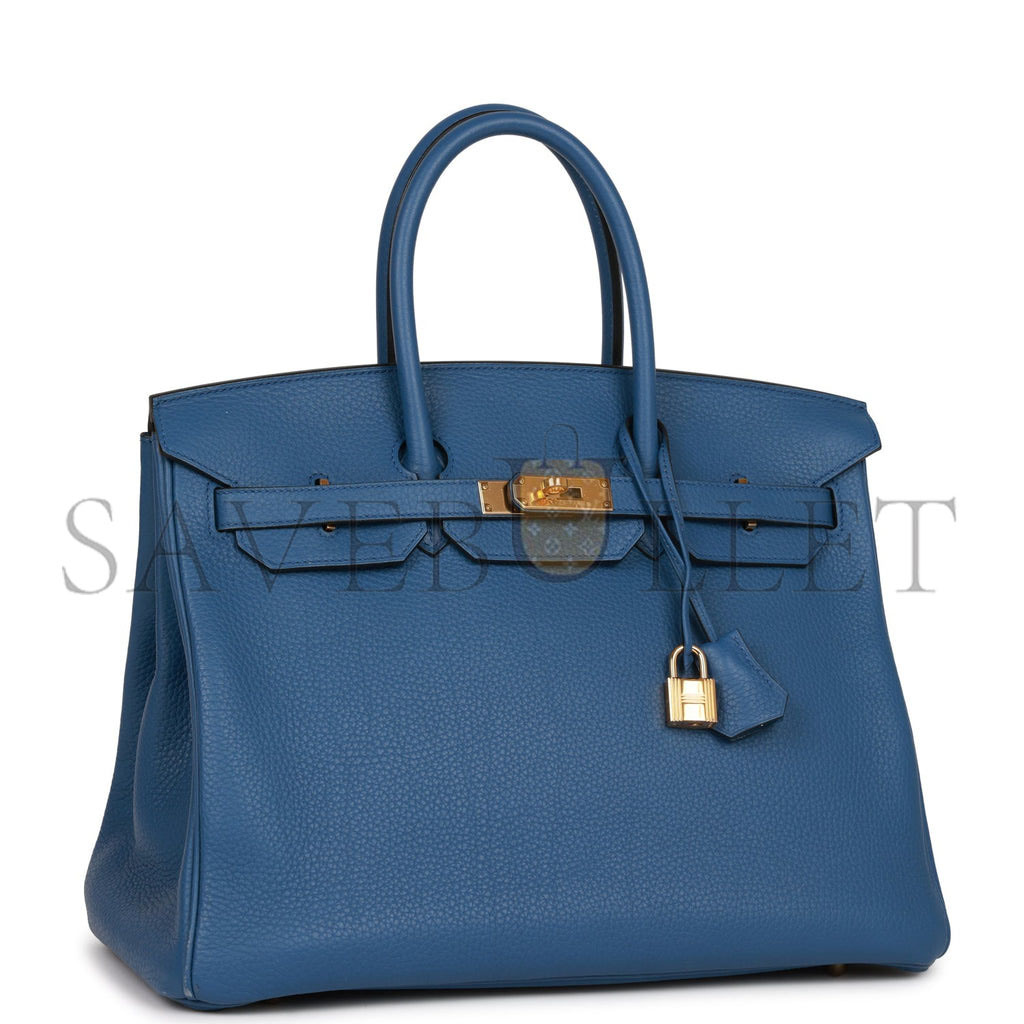 HERMES BIRKIN 35 BLEU AGATE TOGO GOLD HARDWARE (35cm) HERMES BIRKIN 35 BLEU AGATE TOGO GOLD HARDWARE (35cm)