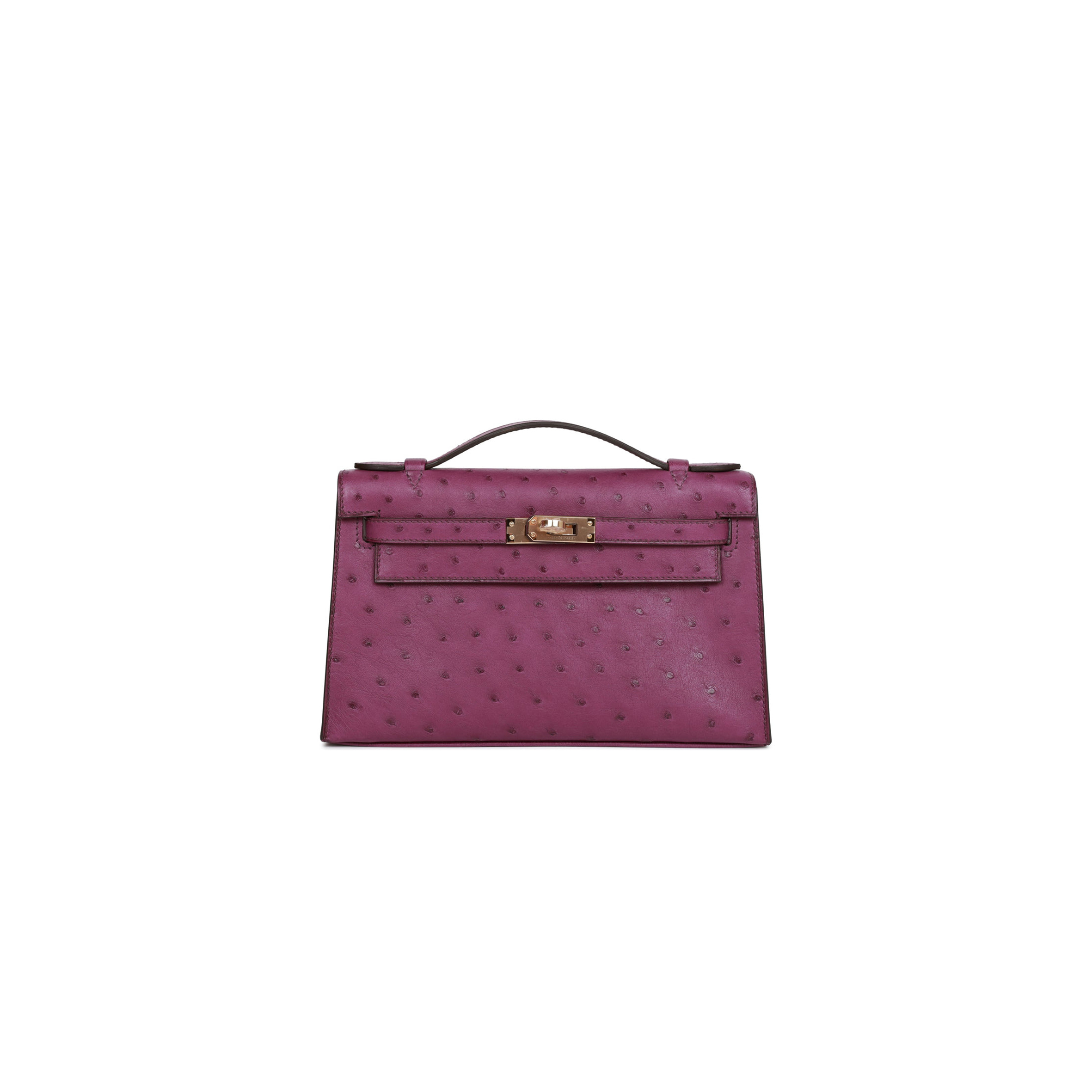 HERMES KELLY POCHETTE ANEMONE OSTRICH PERMABRASS HARDWARE (22*12*13cm) HERMES KELLY POCHETTE ANEMONE OSTRICH PERMABRASS HARDWARE (22*12*13cm)