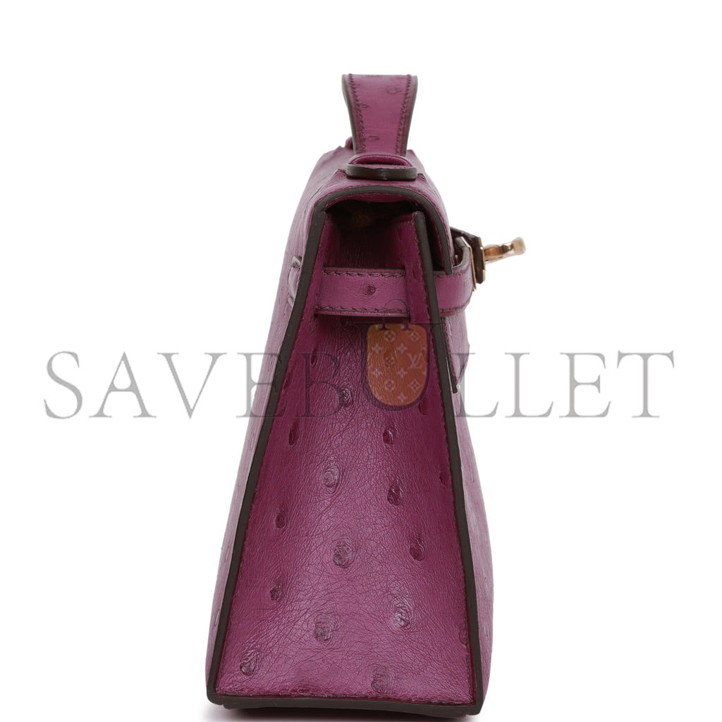 HERMES KELLY POCHETTE ANEMONE OSTRICH PERMABRASS HARDWARE (22*12*13cm) HERMES KELLY POCHETTE ANEMONE OSTRICH PERMABRASS HARDWARE (22*12*13cm)