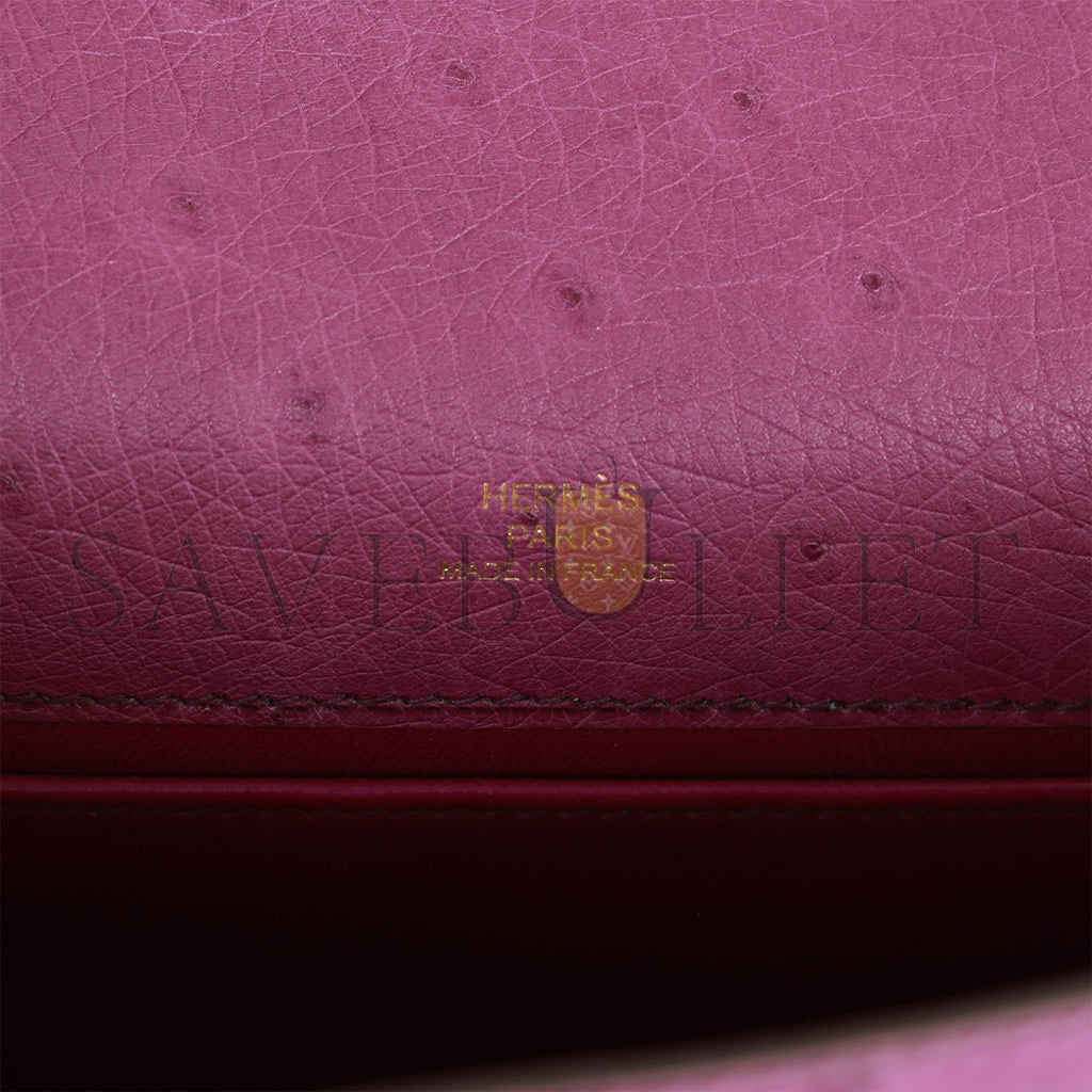 HERMES KELLY POCHETTE ANEMONE OSTRICH PERMABRASS HARDWARE (22*12*13cm) HERMES KELLY POCHETTE ANEMONE OSTRICH PERMABRASS HARDWARE (22*12*13cm)