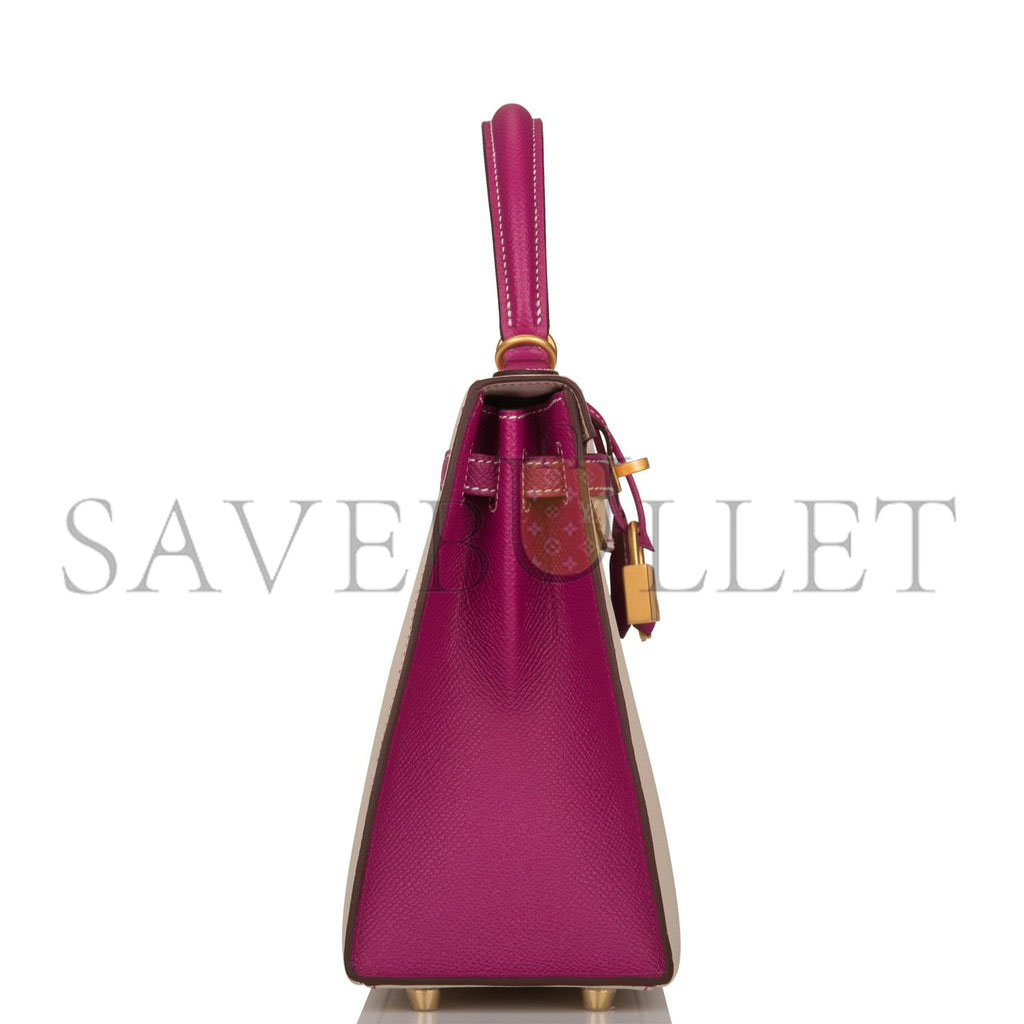 HERMES SPECIAL ORDER (HSS) KELLY SELLIER 25 ROSE POURPRE AND CRAIE EPSOM BRUSHED GOLD HARDWARE HANDMADE(25*17*7cm) HERMES SPECIAL ORDER (HSS) KELLY SELLIER 25 ROSE POURPRE AND CRAIE EPSOM BRUSHED GOLD HARDWARE HANDMADE(25*17*7cm)