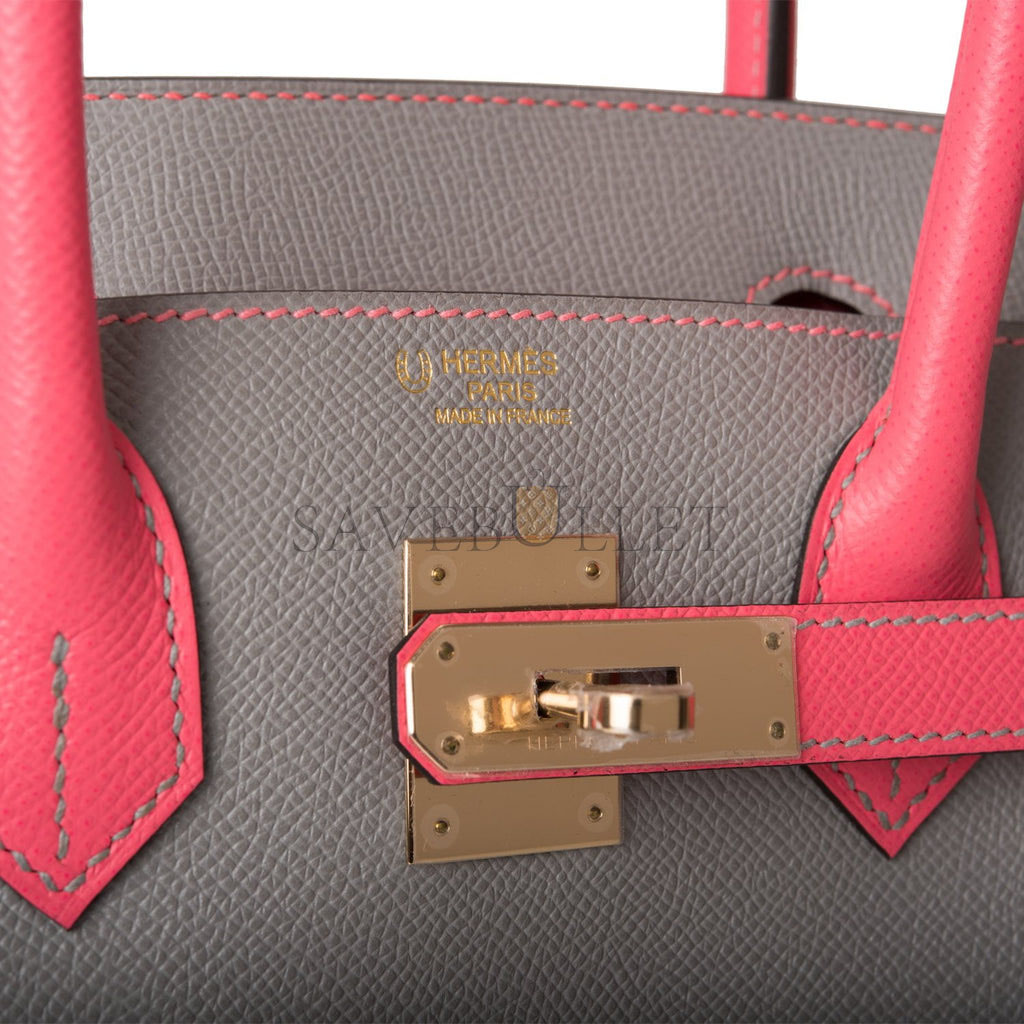 HERMES SPECIAL ORDER (HSS) BIRKIN 30 GRIS MOUETTE AND ROSE AZALEE EPSOM PERMABRASS HARDWARE( 30cm*22*16cm) HERMES SPECIAL ORDER (HSS) BIRKIN 30 GRIS MOUETTE AND ROSE AZALEE EPSOM PERMABRASS HARDWARE( 30cm*22*16cm)