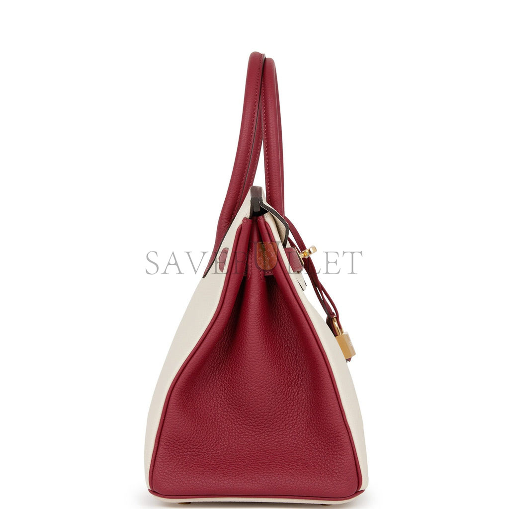 HERMES SPECIAL ORDER (HSS) BIRKIN 30 CRAIE AND ROUGE GRENAT TOGO PERMABRASS HARDWARE ( 30cm*22*16cm) HERMES SPECIAL ORDER (HSS) BIRKIN 30 CRAIE AND ROUGE GRENAT TOGO PERMABRASS HARDWARE ( 30cm*22*16cm)