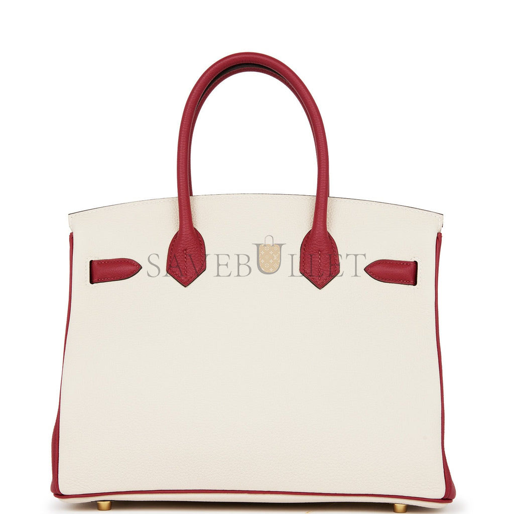 HERMES SPECIAL ORDER (HSS) BIRKIN 30 CRAIE AND ROUGE GRENAT TOGO PERMABRASS HARDWARE ( 30cm*22*16cm) HERMES SPECIAL ORDER (HSS) BIRKIN 30 CRAIE AND ROUGE GRENAT TOGO PERMABRASS HARDWARE ( 30cm*22*16cm)