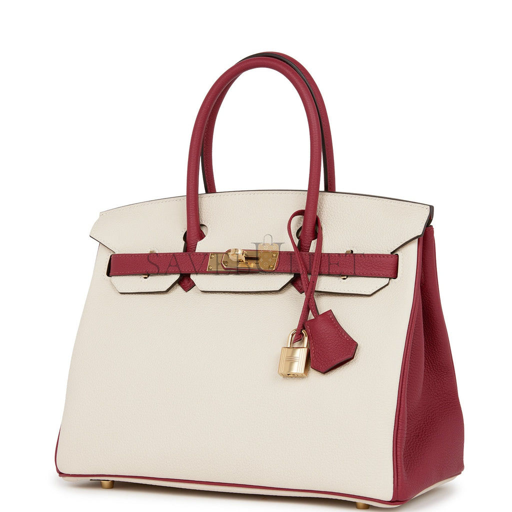 HERMES SPECIAL ORDER (HSS) BIRKIN 30 CRAIE AND ROUGE GRENAT TOGO PERMABRASS HARDWARE ( 30cm*22*16cm) HERMES SPECIAL ORDER (HSS) BIRKIN 30 CRAIE AND ROUGE GRENAT TOGO PERMABRASS HARDWARE ( 30cm*22*16cm)