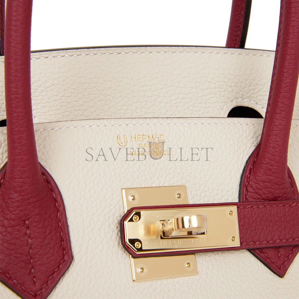 HERMES SPECIAL ORDER (HSS) BIRKIN 30 CRAIE AND ROUGE GRENAT TOGO PERMABRASS HARDWARE ( 30cm*22*16cm) HERMES SPECIAL ORDER (HSS) BIRKIN 30 CRAIE AND ROUGE GRENAT TOGO PERMABRASS HARDWARE ( 30cm*22*16cm)