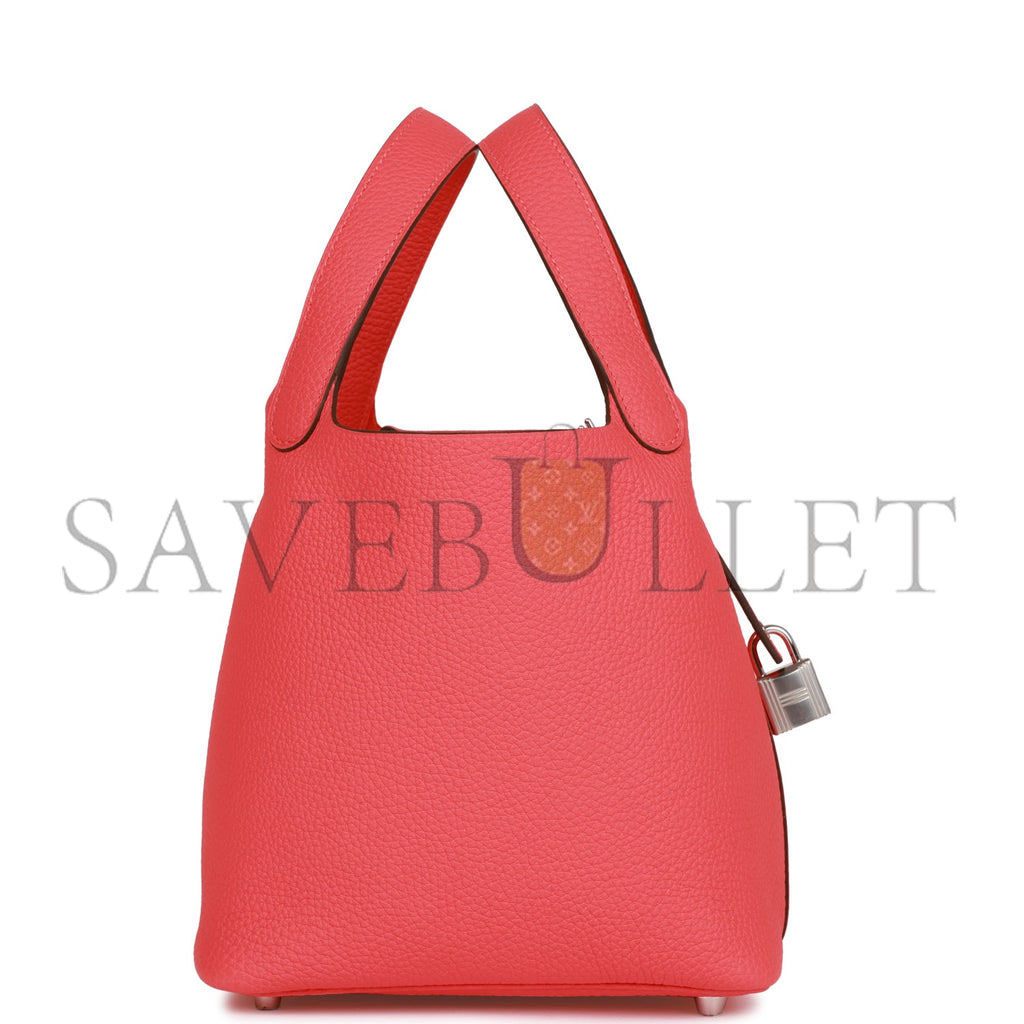 HERMES PICOTIN LOCK 18 ROSE TEXAS CLEMENCE PALLADIUM HARDWARE (18*13*18cm) HERMES PICOTIN LOCK 18 ROSE TEXAS CLEMENCE PALLADIUM HARDWARE (18*13*18cm)