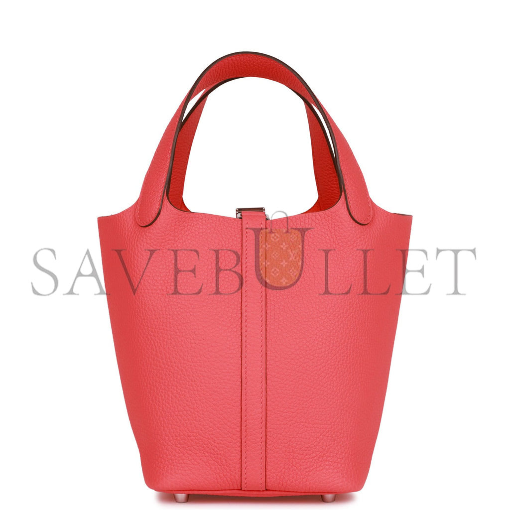 HERMES PICOTIN LOCK 18 ROSE TEXAS CLEMENCE PALLADIUM HARDWARE (18*13*18cm) HERMES PICOTIN LOCK 18 ROSE TEXAS CLEMENCE PALLADIUM HARDWARE (18*13*18cm)