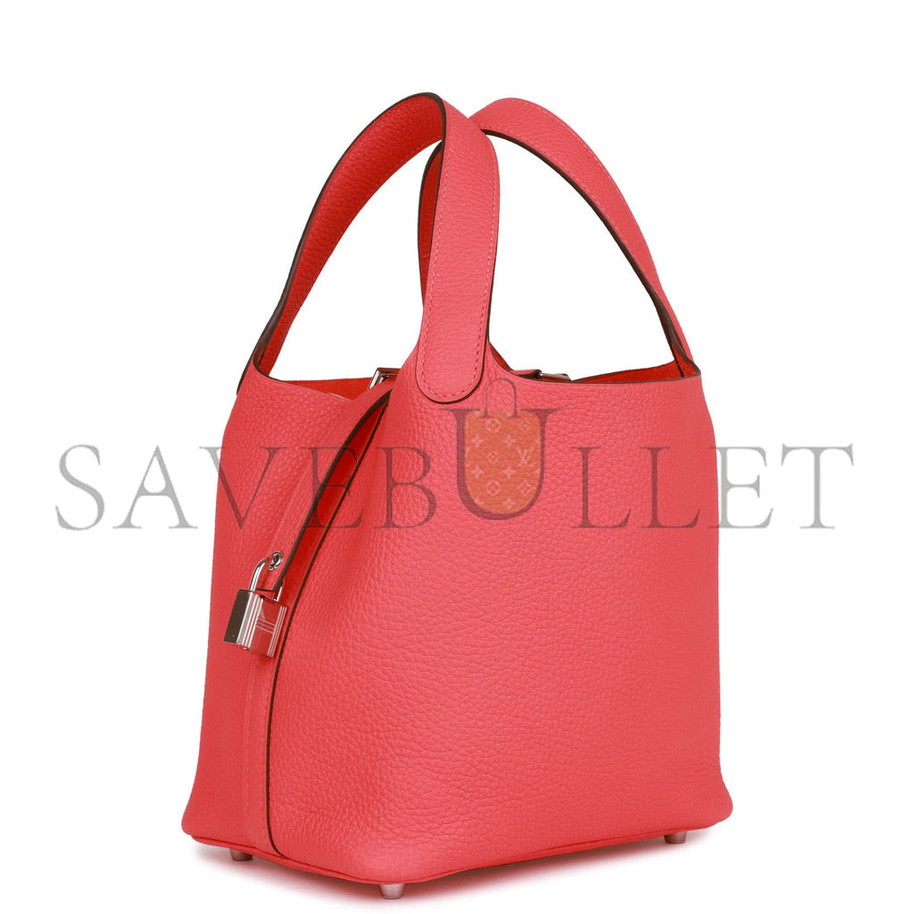 HERMES PICOTIN LOCK 18 ROSE TEXAS CLEMENCE PALLADIUM HARDWARE (18*13*18cm) HERMES PICOTIN LOCK 18 ROSE TEXAS CLEMENCE PALLADIUM HARDWARE (18*13*18cm)