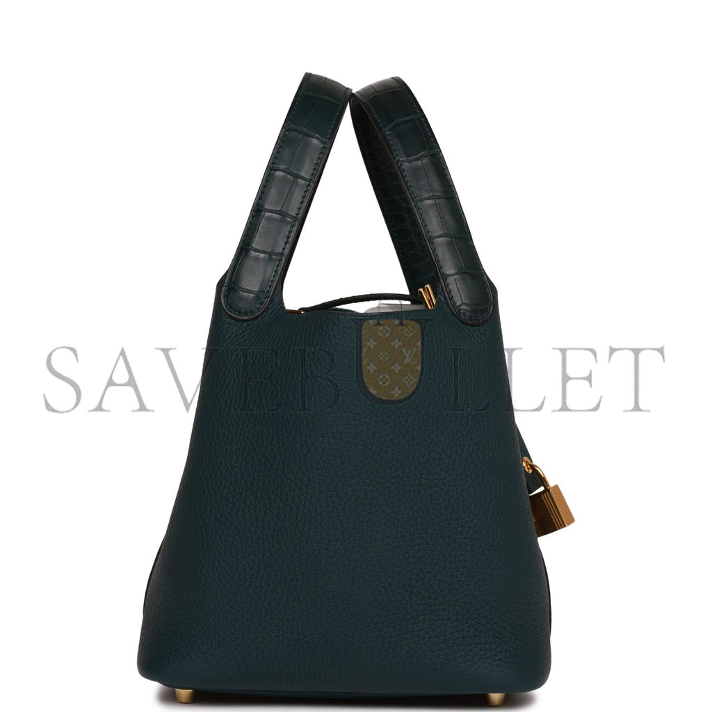 HERMES PICOTIN LOCK 18 VERT CYPRESS MATTE ALLIGATOR AND CLEMENCE TOUCH GOLD HARDWARE (18*13*18cm) HERMES PICOTIN LOCK 18 VERT CYPRESS MATTE ALLIGATOR AND CLEMENCE TOUCH GOLD HARDWARE (18*13*18cm)