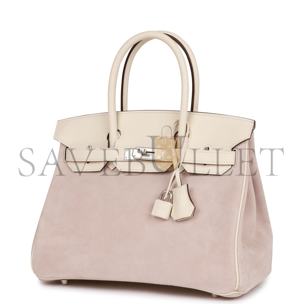 HERMES BIRKIN 30 GLYCINE GRIZZLY AND NATA SWIFT PALLADIUM HARDWARE (30cm) HERMES BIRKIN 30 GLYCINE GRIZZLY AND NATA SWIFT PALLADIUM HARDWARE (30cm)