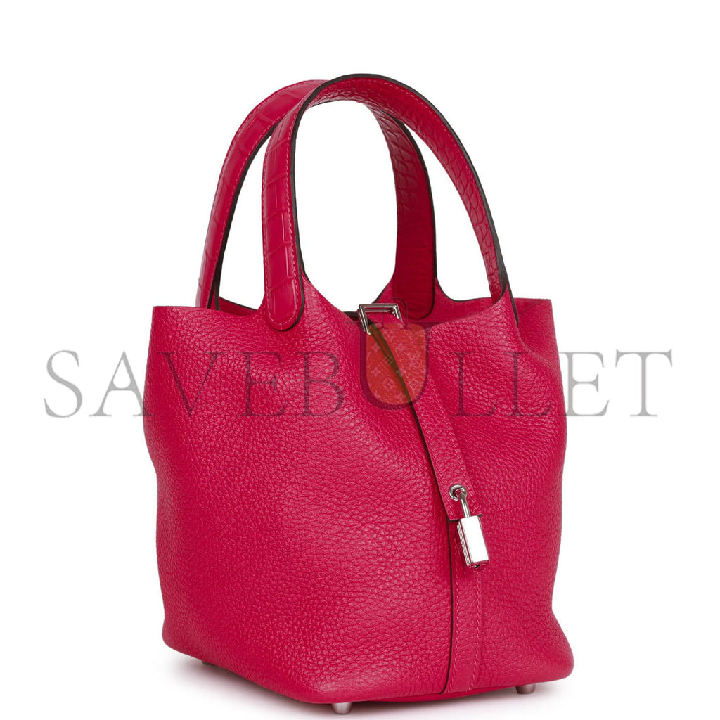 HERMES PICOTIN LOCK 18 FRAMBOISE CLEMENCE AND MATTE ALLIGATOR TOUCH PALLADIUM HARDWARE (18*13*18cm) HERMES PICOTIN LOCK 18 FRAMBOISE CLEMENCE AND MATTE ALLIGATOR TOUCH PALLADIUM HARDWARE (18*13*18cm)