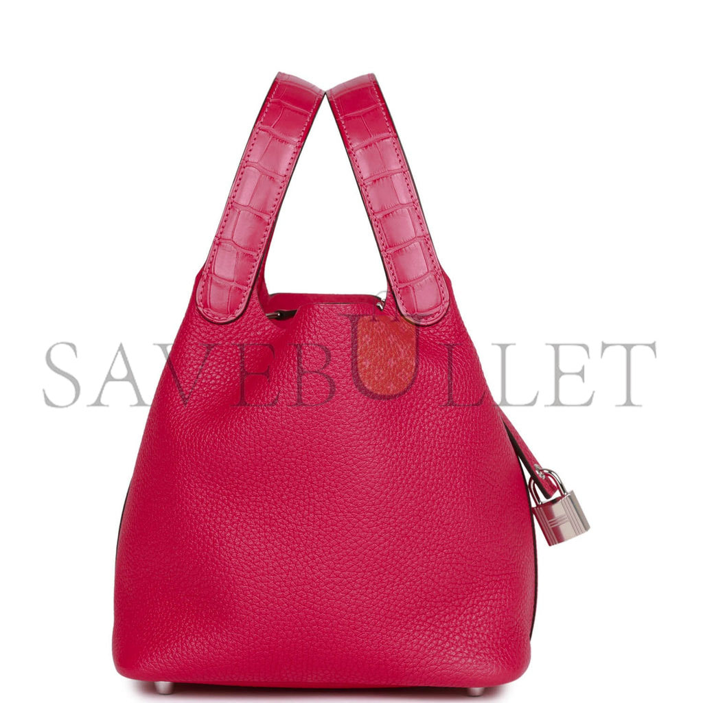 HERMES PICOTIN LOCK 18 FRAMBOISE CLEMENCE AND MATTE ALLIGATOR TOUCH PALLADIUM HARDWARE (18*13*18cm) HERMES PICOTIN LOCK 18 FRAMBOISE CLEMENCE AND MATTE ALLIGATOR TOUCH PALLADIUM HARDWARE (18*13*18cm)