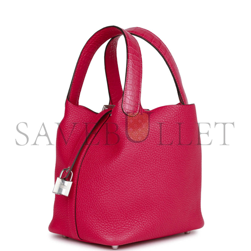 HERMES PICOTIN LOCK 18 FRAMBOISE CLEMENCE AND MATTE ALLIGATOR TOUCH PALLADIUM HARDWARE (18*13*18cm) HERMES PICOTIN LOCK 18 FRAMBOISE CLEMENCE AND MATTE ALLIGATOR TOUCH PALLADIUM HARDWARE (18*13*18cm)