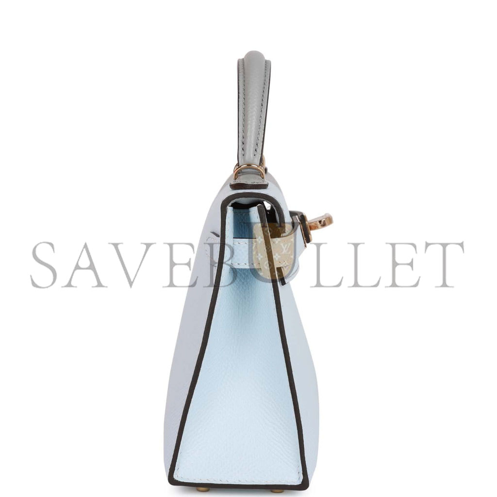HERMES SPECIAL ORDER (HSS) KELLY MINI SELLIER 20 CASAQUE BLEU BRUME AND GRIS MEYER EPSOM PERMABRASS HARDWARE (19*12*5.5cm) HERMES SPECIAL ORDER (HSS) KELLY MINI SELLIER 20 CASAQUE BLEU BRUME AND GRIS MEYER EPSOM PERMABRASS HARDWARE (19*12*5.5cm)