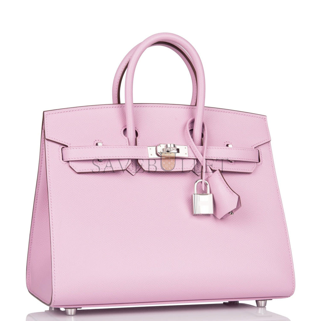HERMES BIRKIN SELLIER 25 MAUVE SYLVESTRE EPSOM PALLADIUM HARDWARE HANDMADE (25cm) HERMES BIRKIN SELLIER 25 MAUVE SYLVESTRE EPSOM PALLADIUM HARDWARE HANDMADE (25cm)