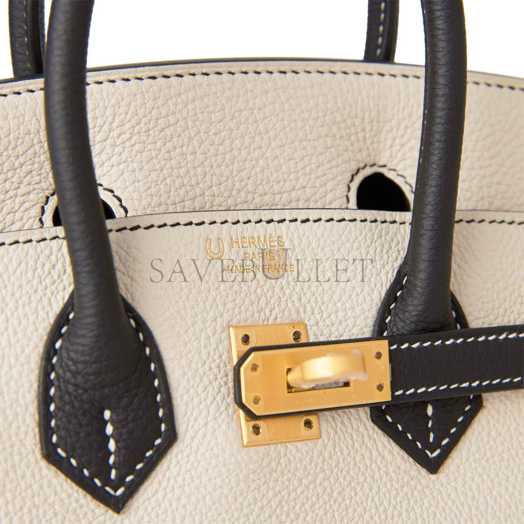 HERMES SPECIAL ORDER (HSS) BIRKIN 25 CRAIE AND BLACK TOGO BRUSHED GOLD HARDWARE HANDMADE (25cm) HERMES SPECIAL ORDER (HSS) BIRKIN 25 CRAIE AND BLACK TOGO BRUSHED GOLD HARDWARE HANDMADE (25cm)