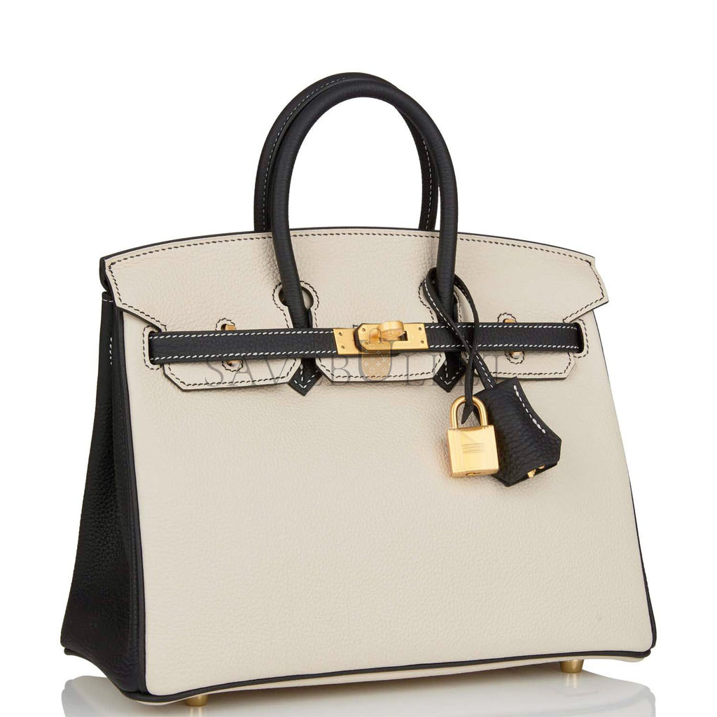 HERMES SPECIAL ORDER (HSS) BIRKIN 25 CRAIE AND BLACK TOGO BRUSHED GOLD HARDWARE HANDMADE (25cm) HERMES SPECIAL ORDER (HSS) BIRKIN 25 CRAIE AND BLACK TOGO BRUSHED GOLD HARDWARE HANDMADE (25cm)