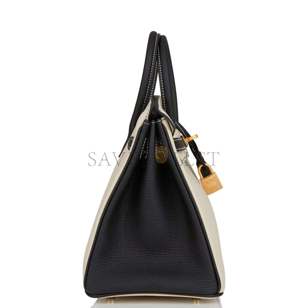 HERMES SPECIAL ORDER (HSS) BIRKIN 25 CRAIE AND BLACK TOGO BRUSHED GOLD HARDWARE HANDMADE (25cm) HERMES SPECIAL ORDER (HSS) BIRKIN 25 CRAIE AND BLACK TOGO BRUSHED GOLD HARDWARE HANDMADE (25cm)