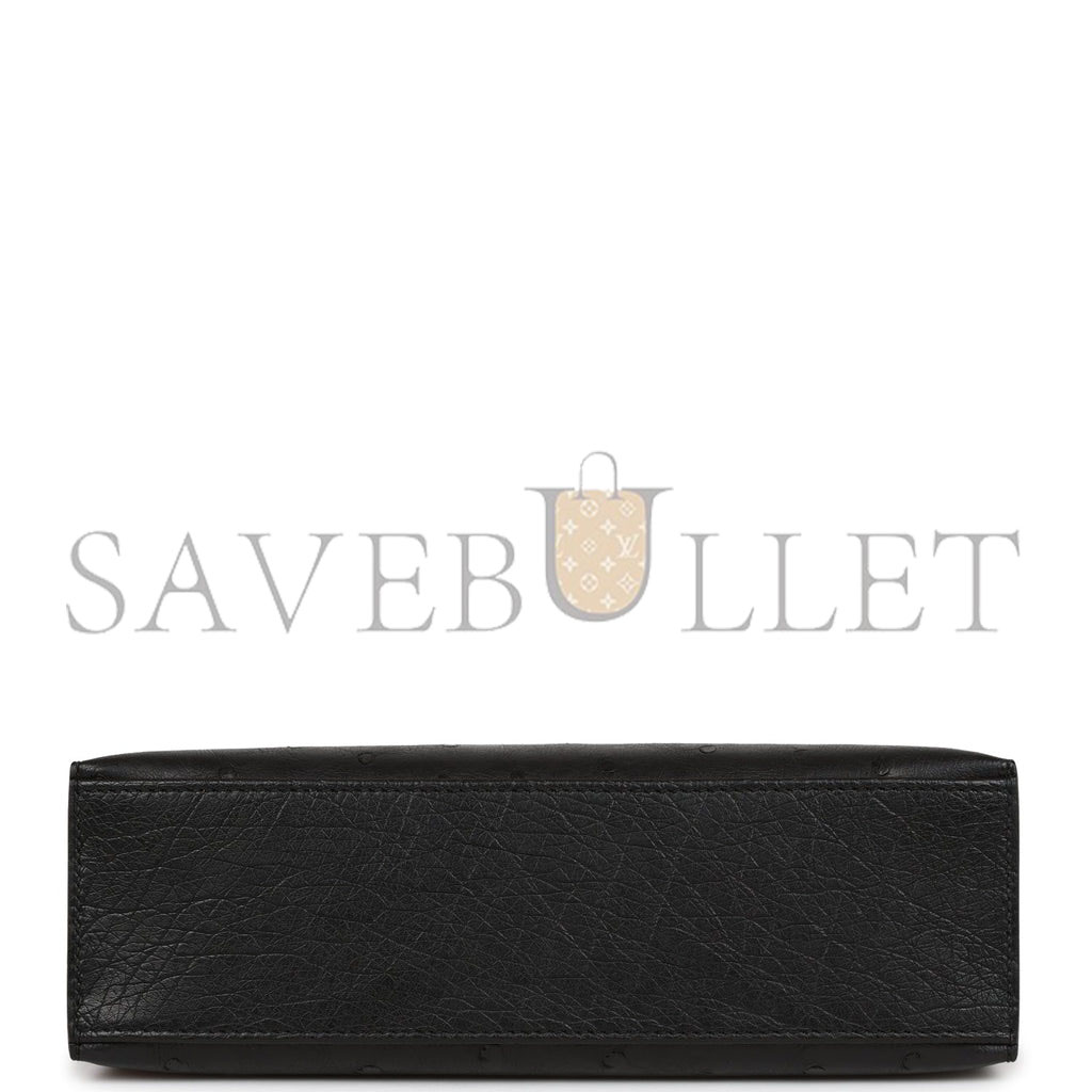 HERMES KELLY POCHETTE BLACK OSTRICH GOLD HARDWARE (22*12*13cm) HERMES KELLY POCHETTE BLACK OSTRICH GOLD HARDWARE (22*12*13cm)