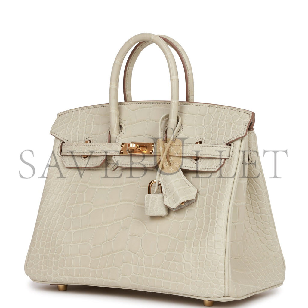HERMES BIRKIN 25 BETON MATTE ALLIGATOR GOLD HARDWARE HANDMADE (25*19*12cm) HERMES BIRKIN 25 BETON MATTE ALLIGATOR GOLD HARDWARE HANDMADE (25*19*12cm)