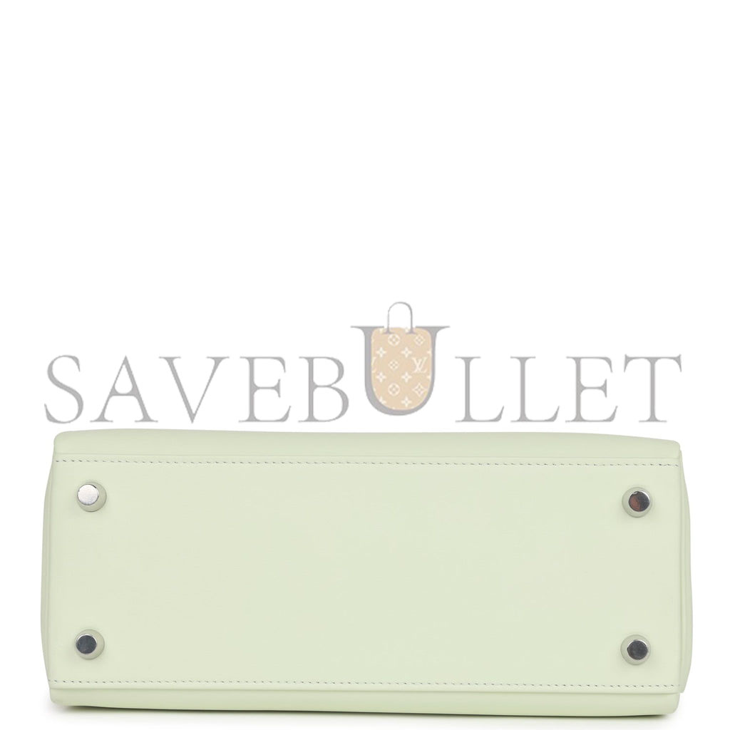 HERMES KELLY RETOURNE 25 VERT FIZZ SWIFT PALLADIUM HARDWARE HANDMADE (25*17*7cm) HERMES KELLY RETOURNE 25 VERT FIZZ SWIFT PALLADIUM HARDWARE HANDMADE (25*17*7cm)
