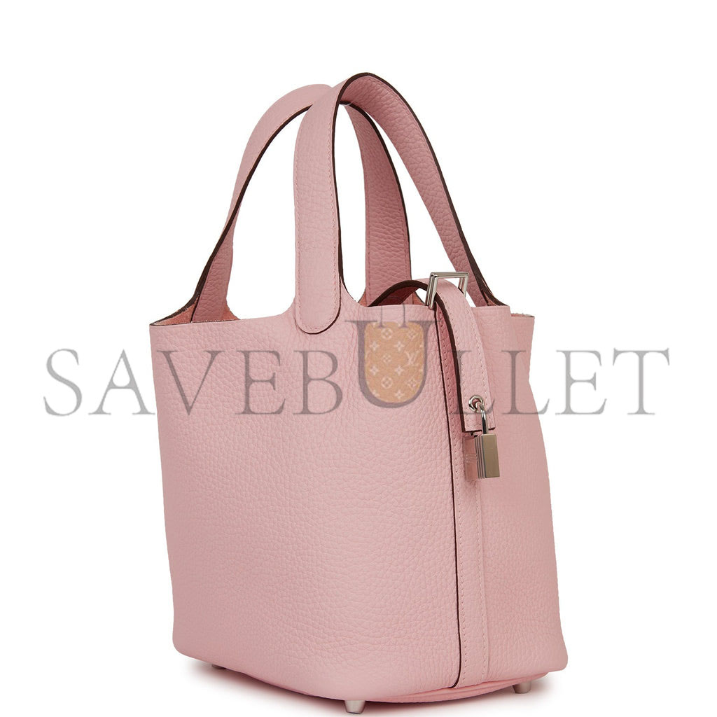 HERMES PICOTIN LOCK 18 ROSE SAKURA CLEMENCE PALLADIUM HARDWARE (18*13*18cm) HERMES PICOTIN LOCK 18 ROSE SAKURA CLEMENCE PALLADIUM HARDWARE (18*13*18cm)