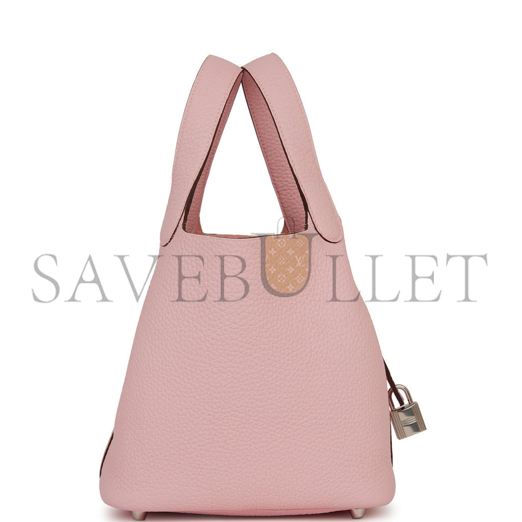 HERMES PICOTIN LOCK 18 ROSE SAKURA CLEMENCE PALLADIUM HARDWARE (18*13*18cm) HERMES PICOTIN LOCK 18 ROSE SAKURA CLEMENCE PALLADIUM HARDWARE (18*13*18cm)