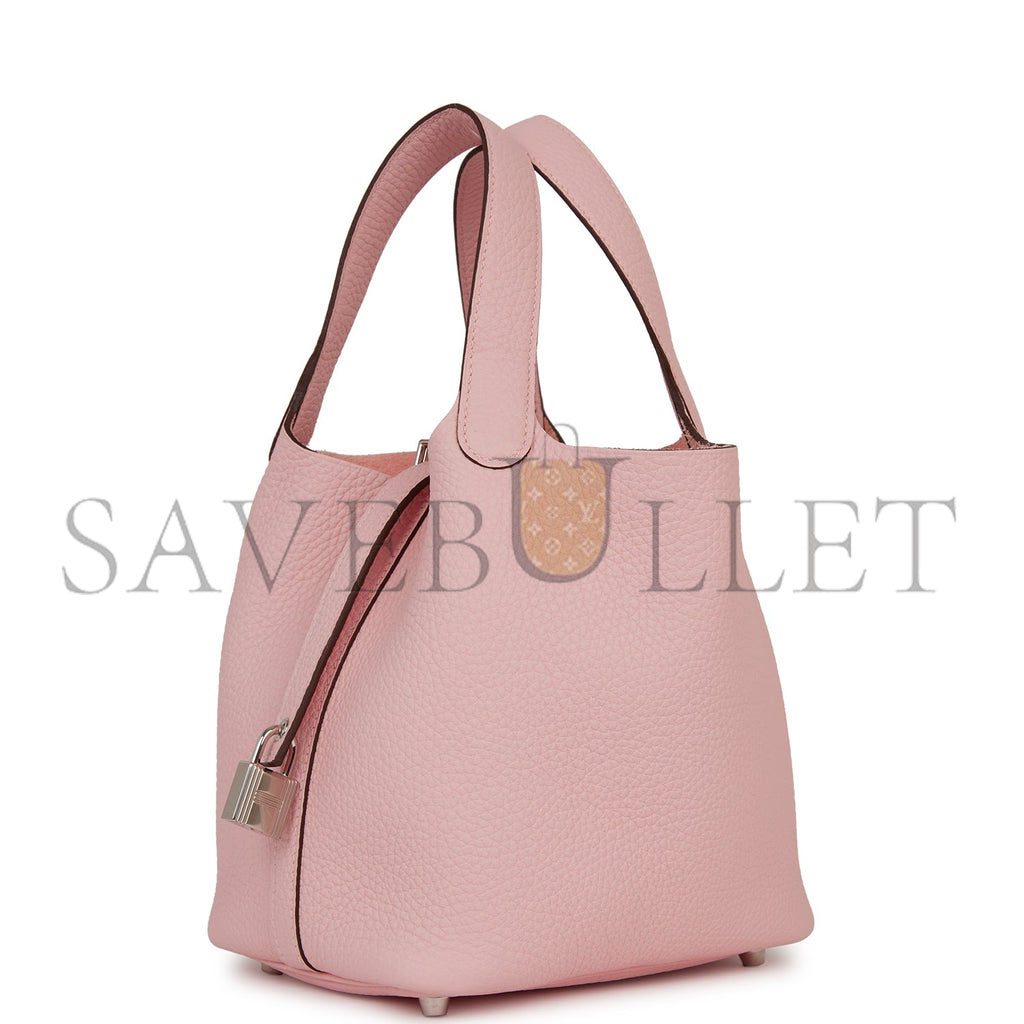 HERMES PICOTIN LOCK 18 ROSE SAKURA CLEMENCE PALLADIUM HARDWARE (18*13*18cm) HERMES PICOTIN LOCK 18 ROSE SAKURA CLEMENCE PALLADIUM HARDWARE (18*13*18cm)