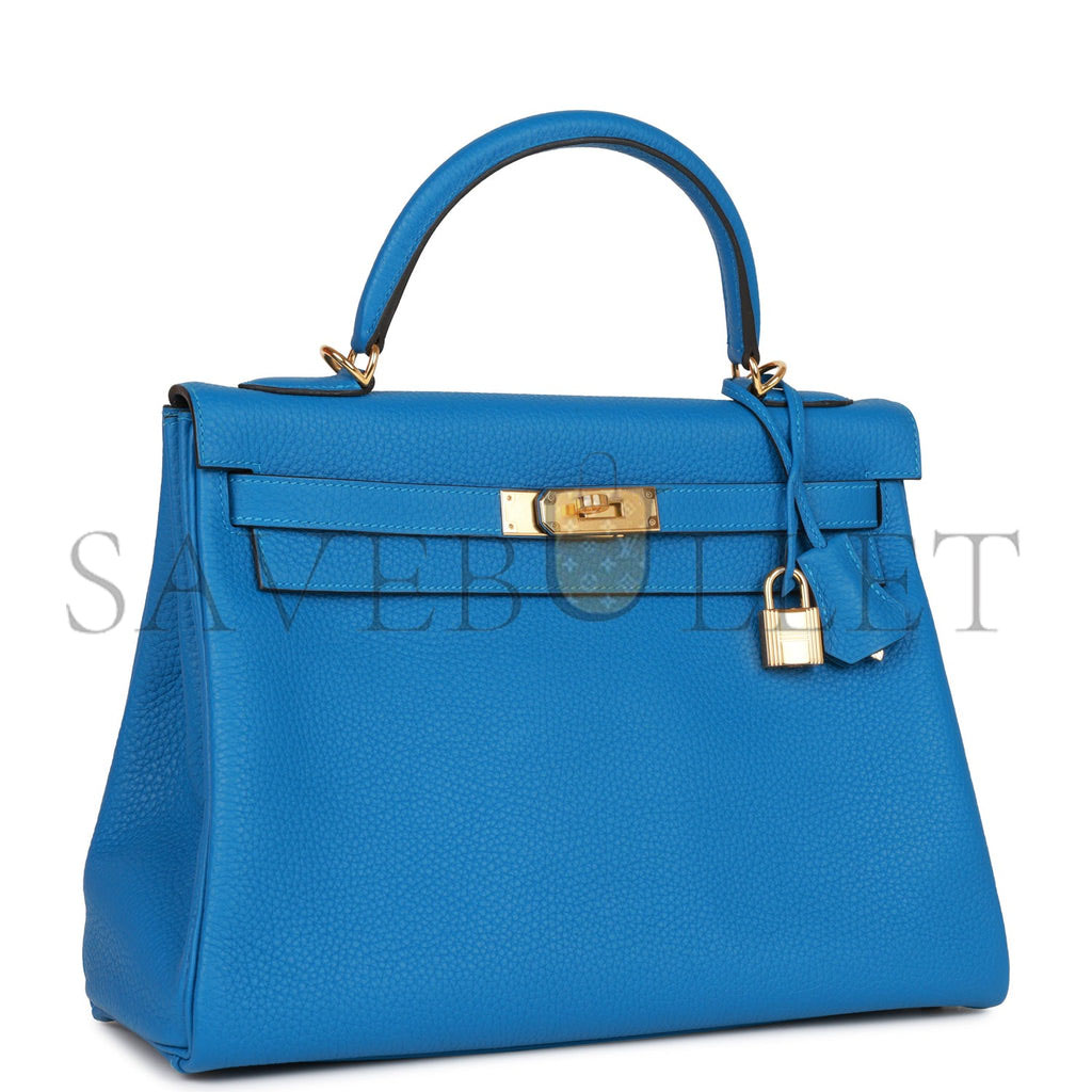 HERMES KELLY RETOURNE 32 MYKONOS CLEMENCE GOLD HARDWARE (32*23*10.5cm) HERMES KELLY RETOURNE 32 MYKONOS CLEMENCE GOLD HARDWARE (32*23*10.5cm)